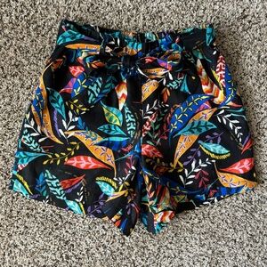 Johnny Was XS Jade Multi Antun Belted Easy Linen Colorful Tropical Shorts
